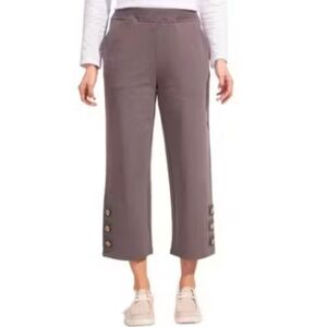 Escape By Habitat Elastic Waist Terry Cropped Pants Brown Gray Size Small